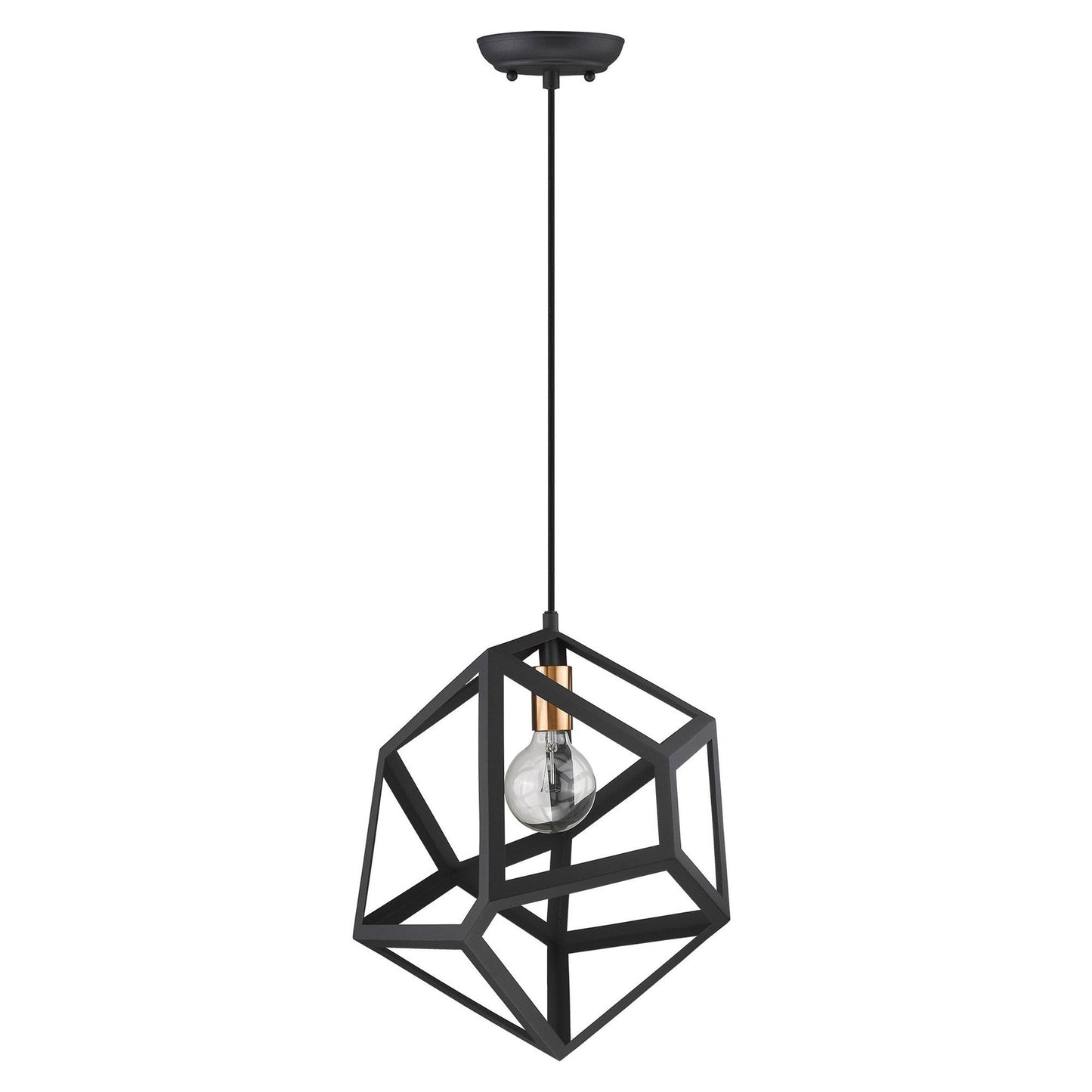 HomeRoots Hedron 1-Light Pendant in Matte Black Finish