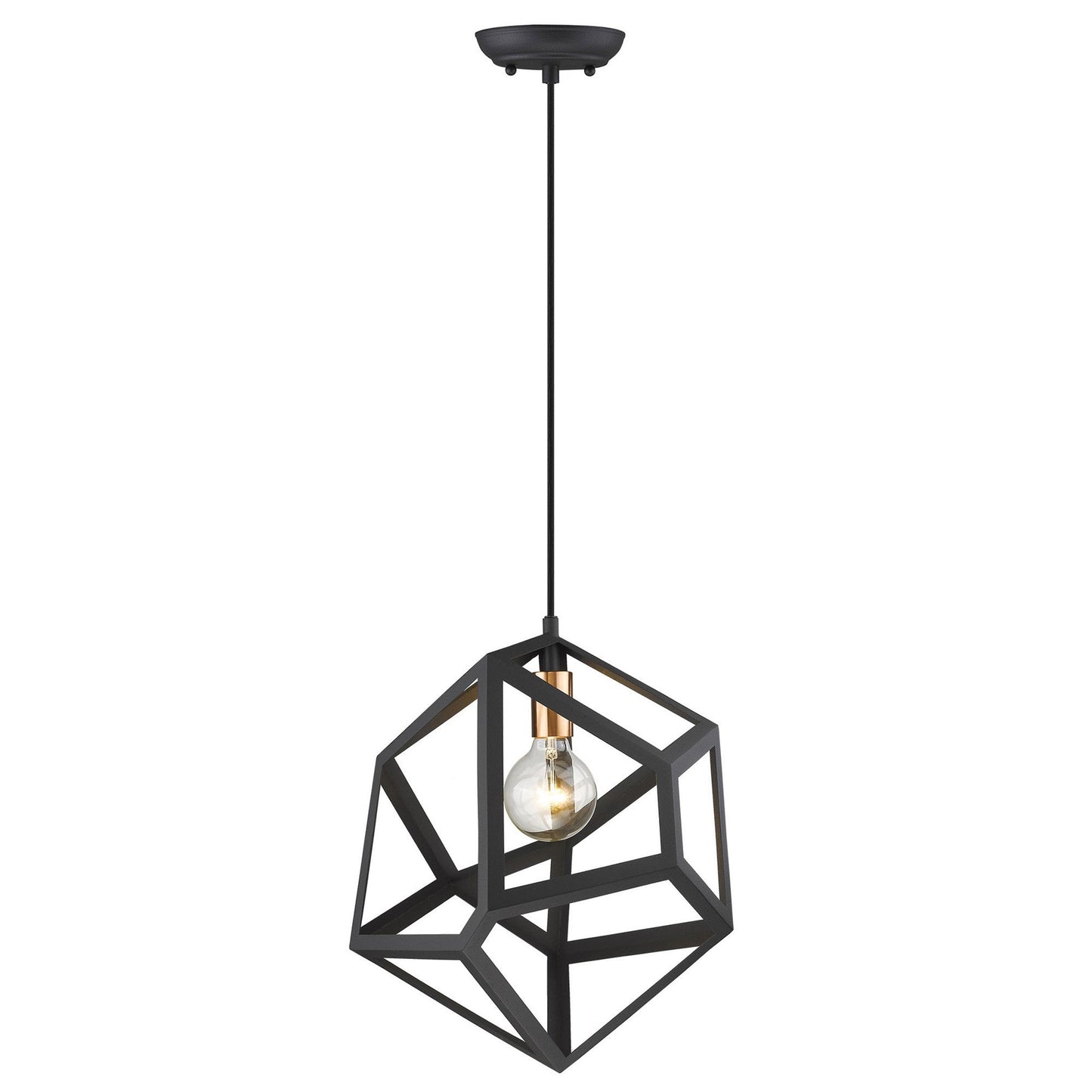 HomeRoots Hedron 1-Light Pendant in Matte Black Finish