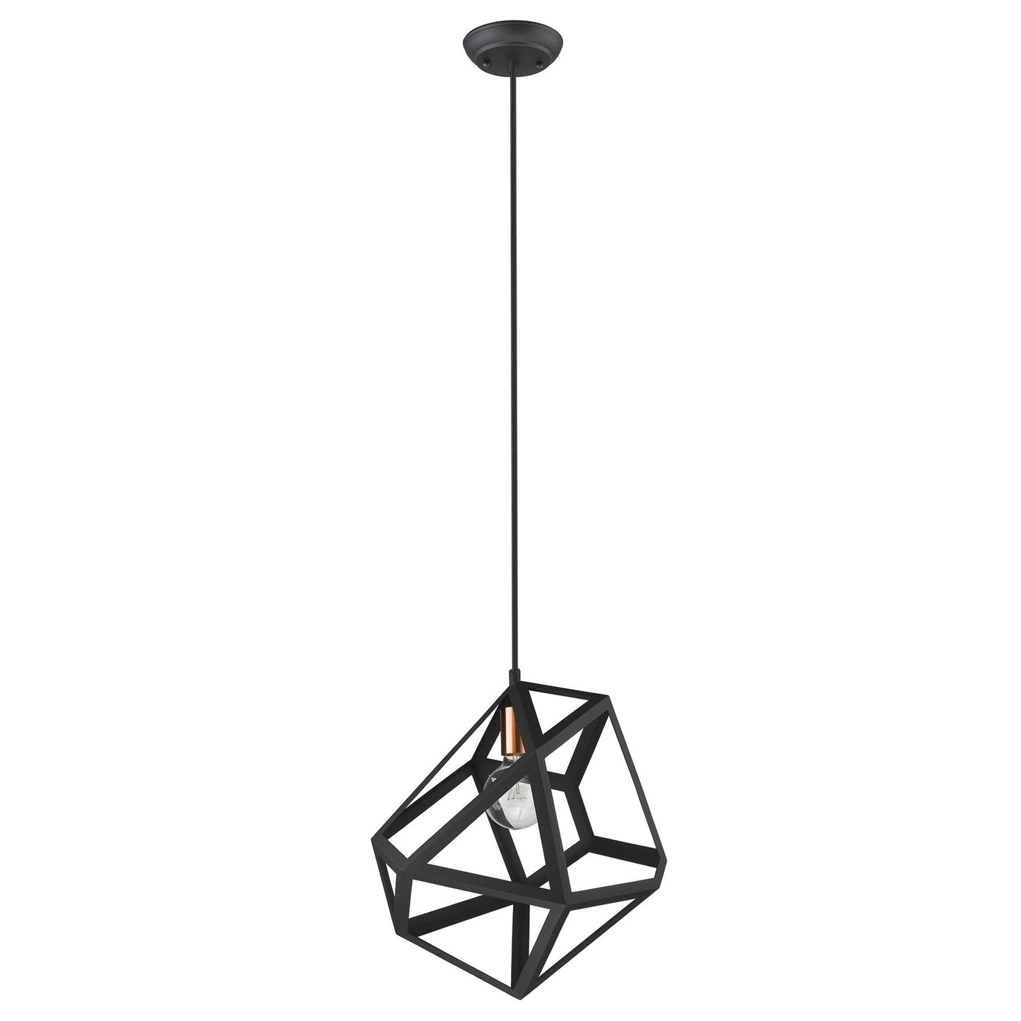 HomeRoots Hedron 1-Light Pendant in Matte Black Finish