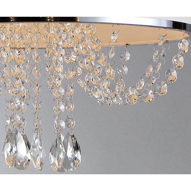 HomeRoots Hera Shaded Crystal-Detailed 4-Light Chandelier In Silver Finish
