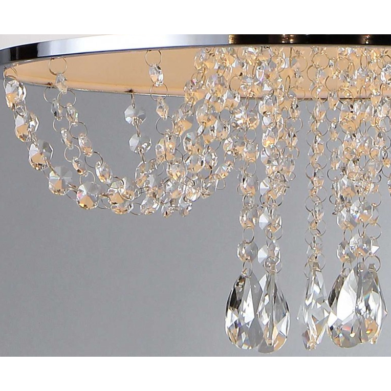 HomeRoots Hera Shaded Crystal-Detailed 4-Light Chandelier In Silver Finish