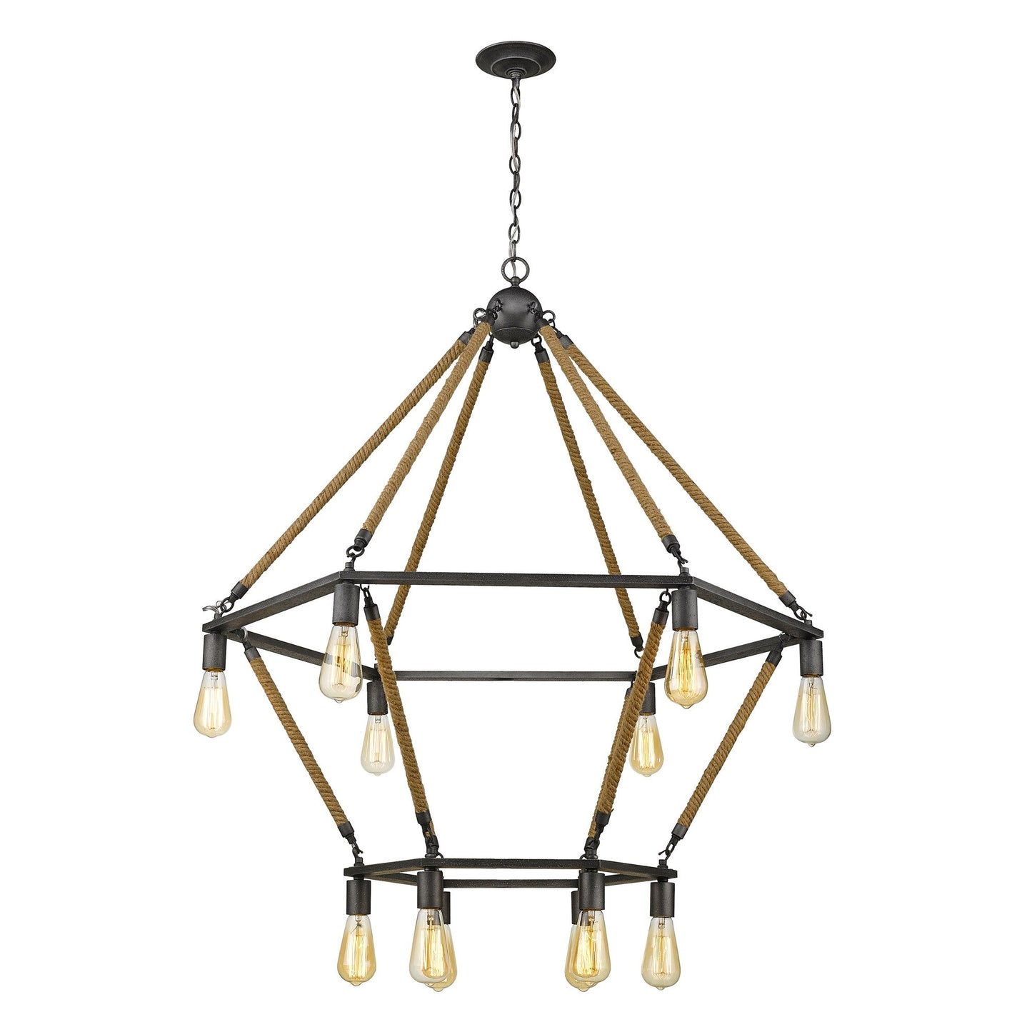 HomeRoots Holden 12-Light Wagon Wheel Chandelier With Antique Gray Finish