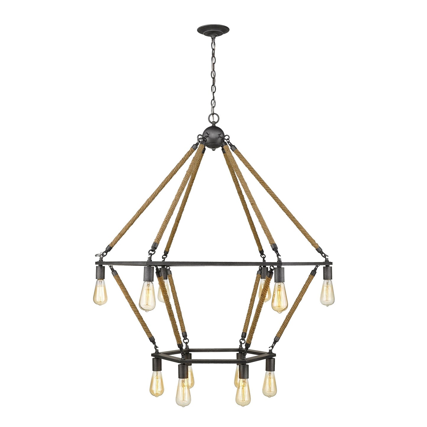 HomeRoots Holden 12-Light Wagon Wheel Chandelier With Antique Gray Finish