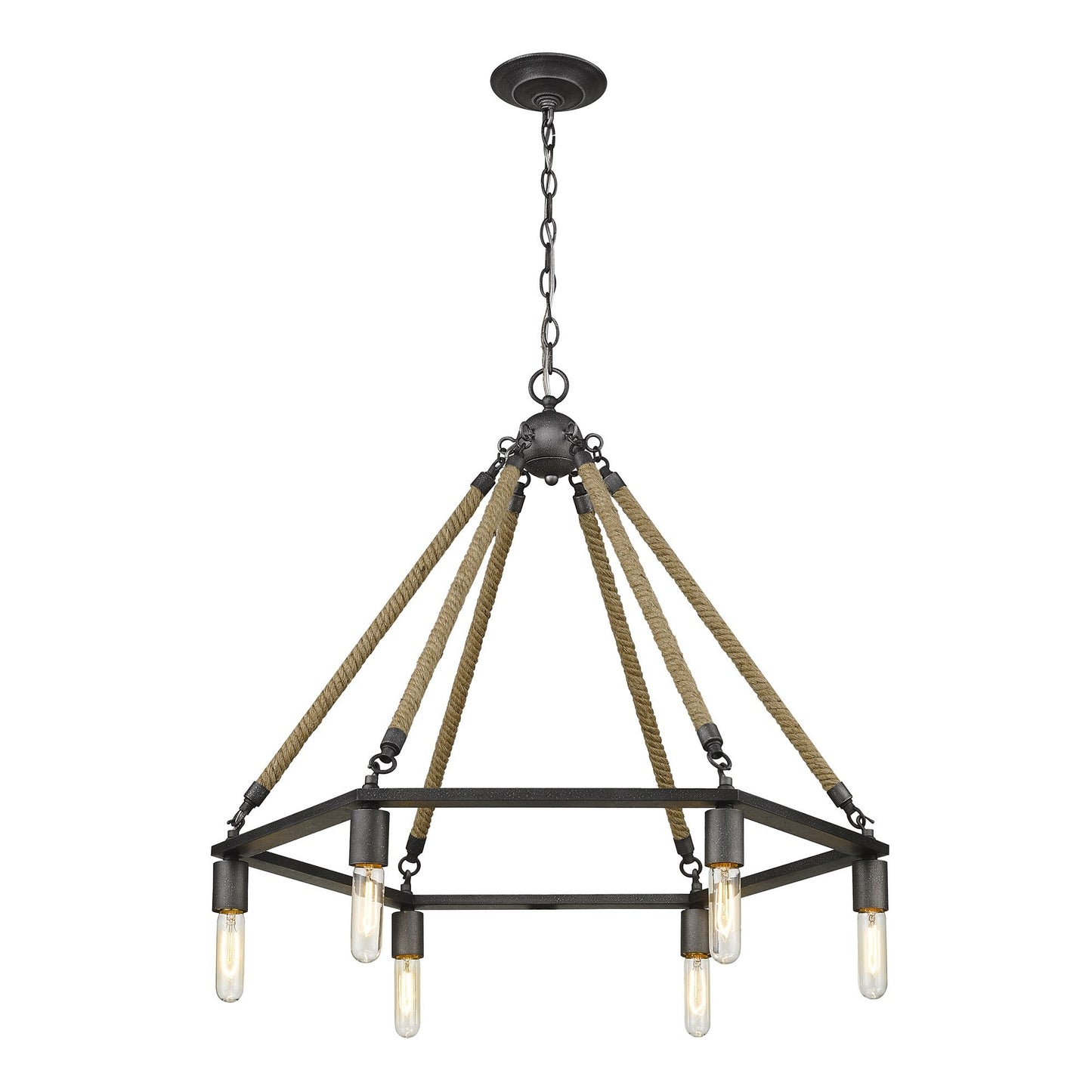 HomeRoots Holden 6-Light Wagon Wheel Chandelier in Antique Gray Finish