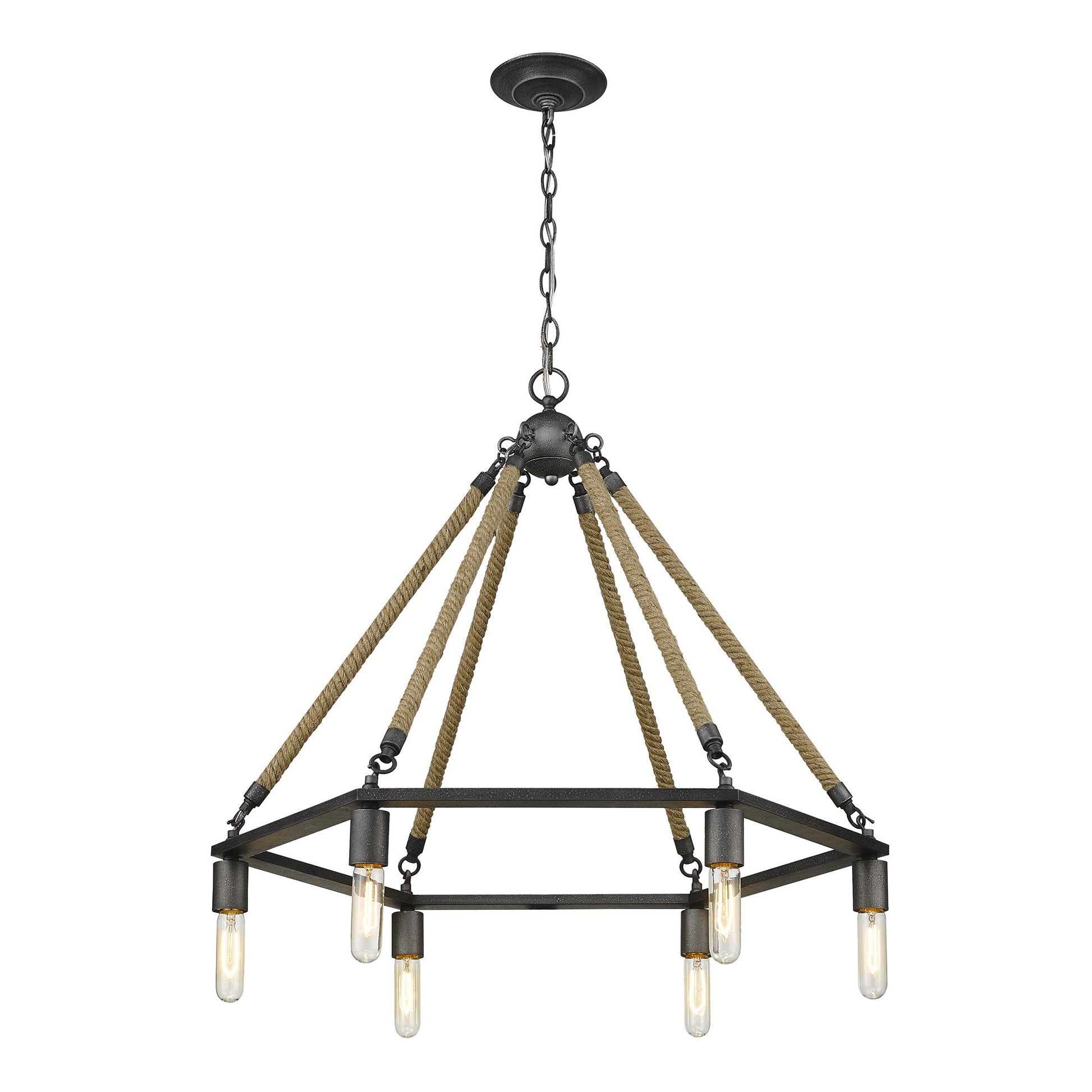 HomeRoots Holden 6-Light Wagon Wheel Chandelier in Antique Gray Finish