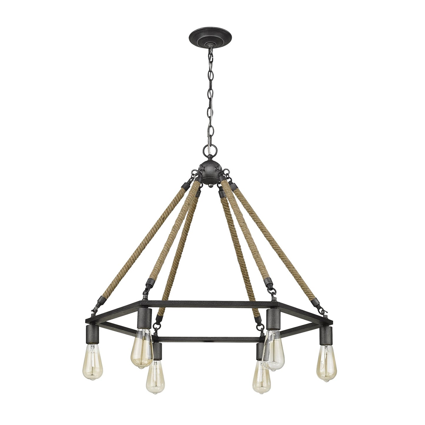 HomeRoots Holden 6-Light Wagon Wheel Chandelier in Antique Gray Finish
