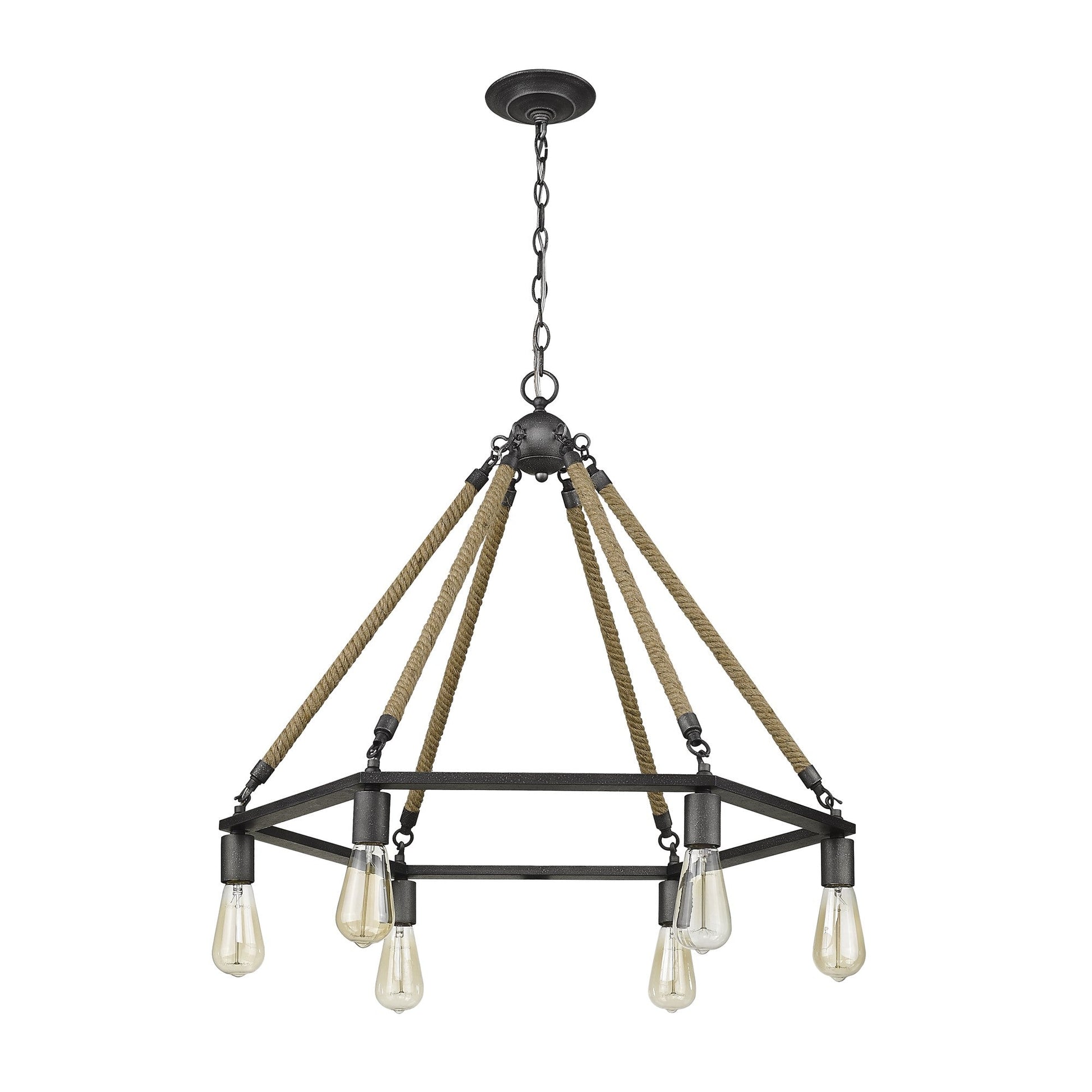 HomeRoots Holden 6-Light Wagon Wheel Chandelier in Antique Gray Finish