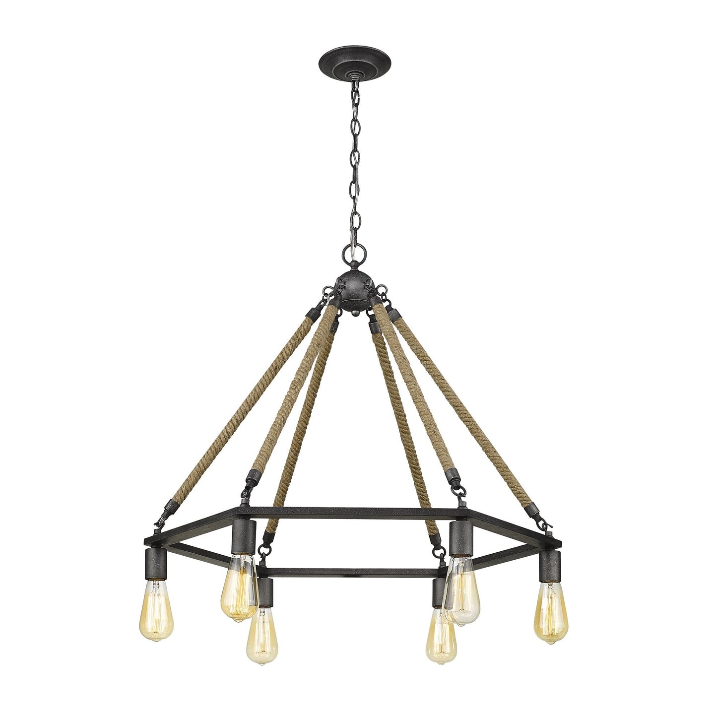 HomeRoots Holden 6-Light Wagon Wheel Chandelier in Antique Gray Finish