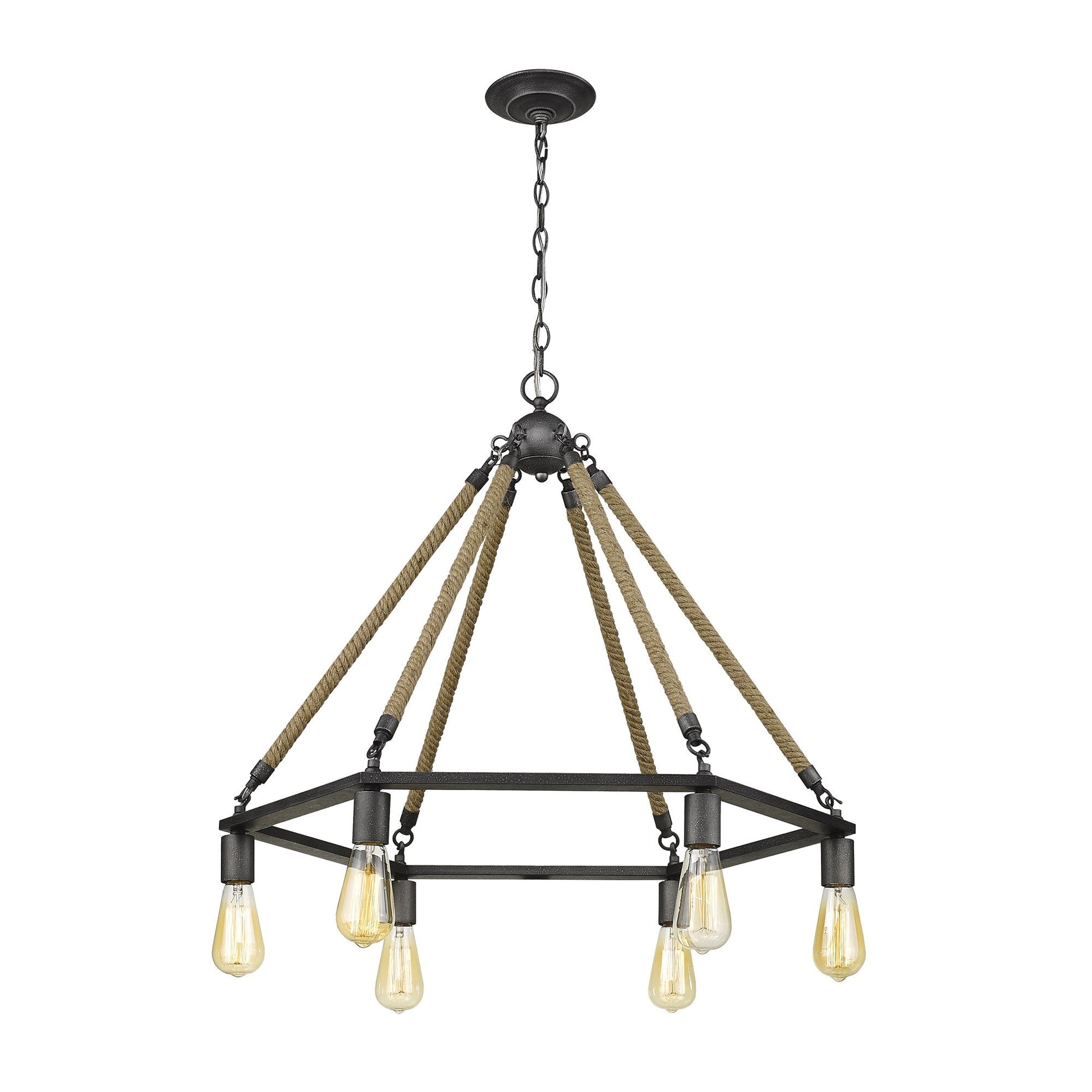 HomeRoots Holden 6-Light Wagon Wheel Chandelier in Antique Gray Finish