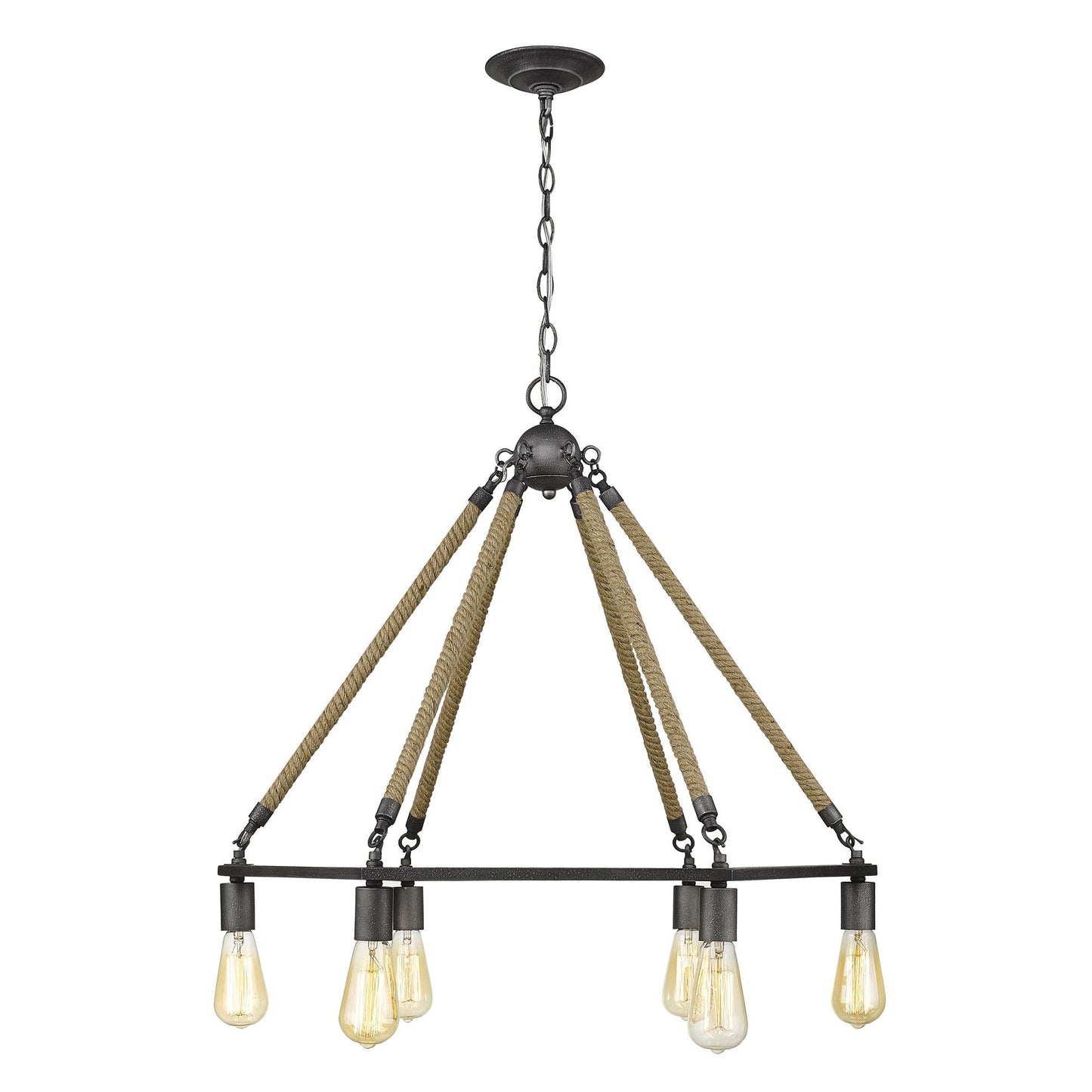 HomeRoots Holden 6-Light Wagon Wheel Chandelier in Antique Gray Finish