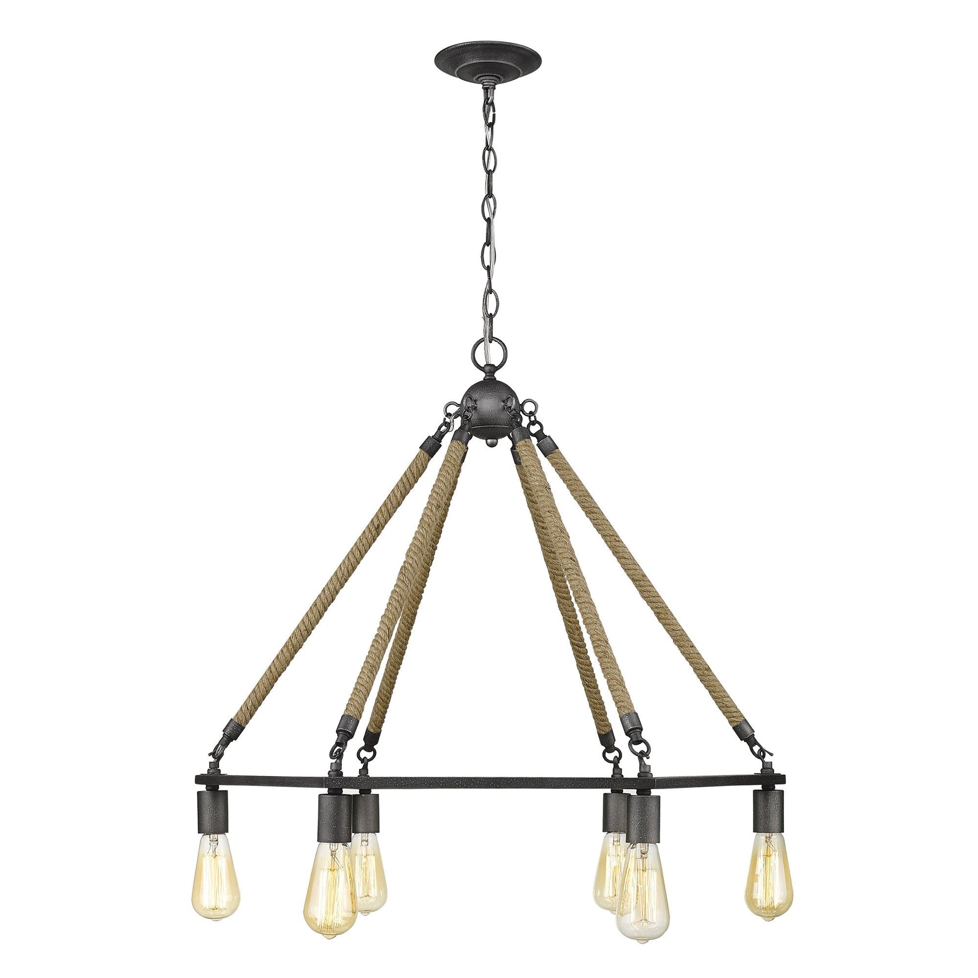 HomeRoots Holden 6-Light Wagon Wheel Chandelier in Antique Gray Finish
