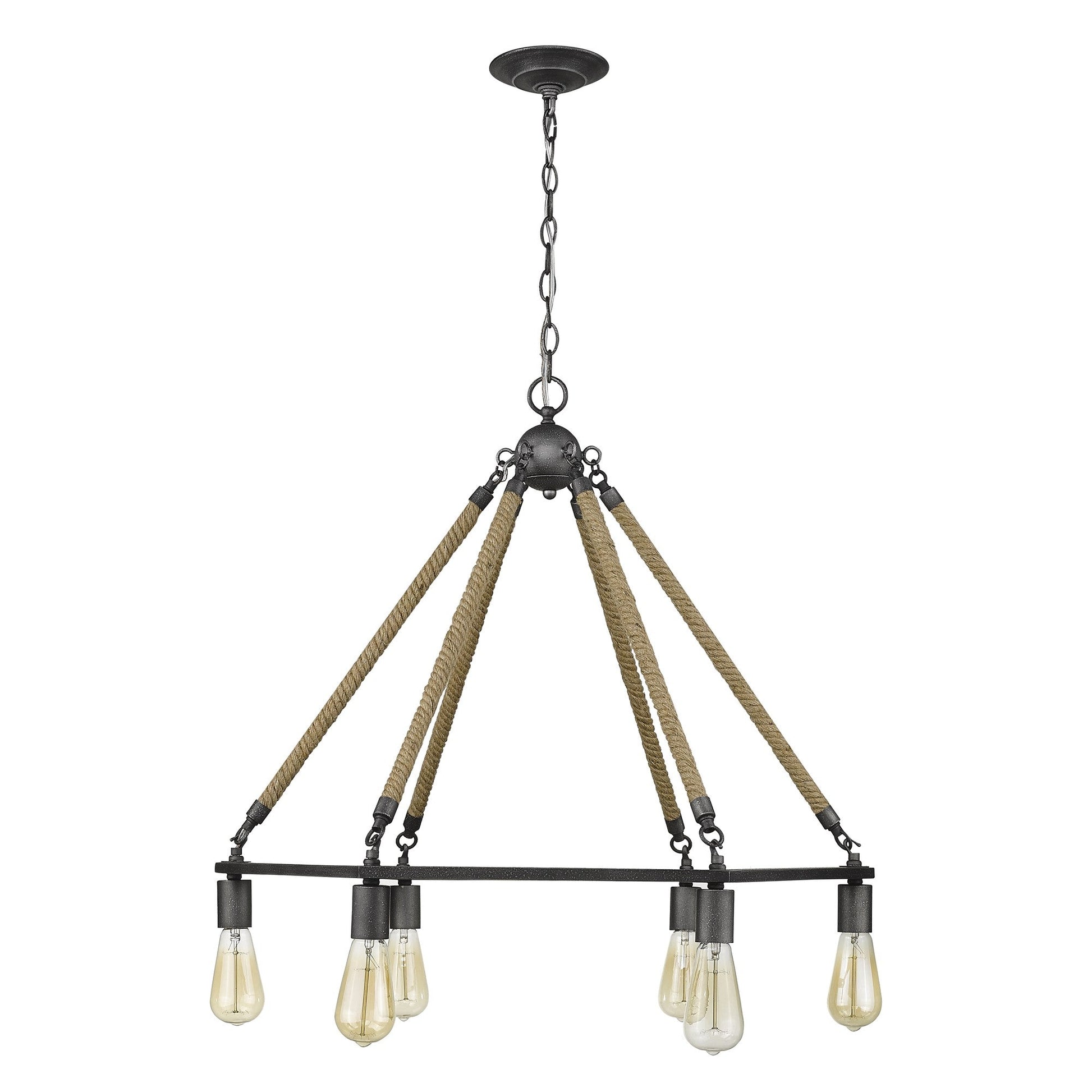 HomeRoots Holden 6-Light Wagon Wheel Chandelier in Antique Gray Finish