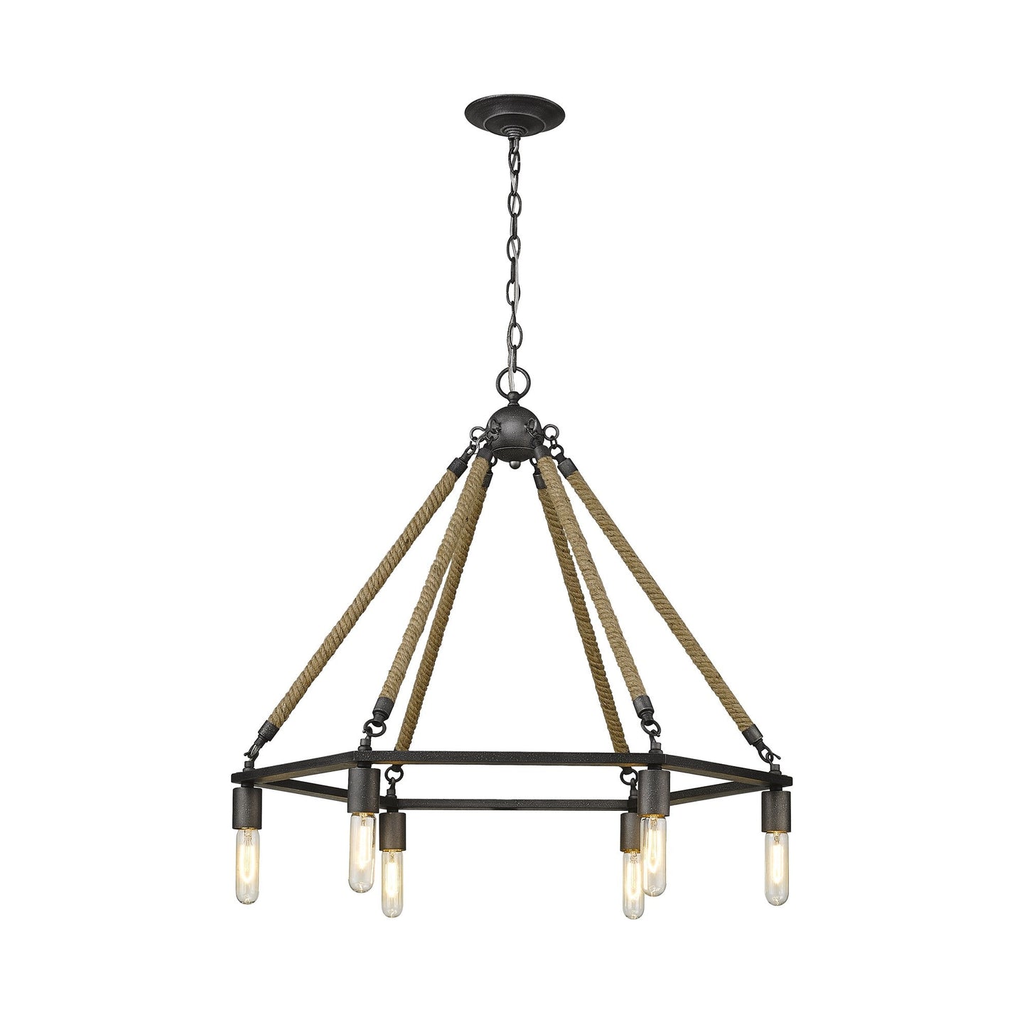HomeRoots Holden 6-Light Wagon Wheel Chandelier in Antique Gray Finish