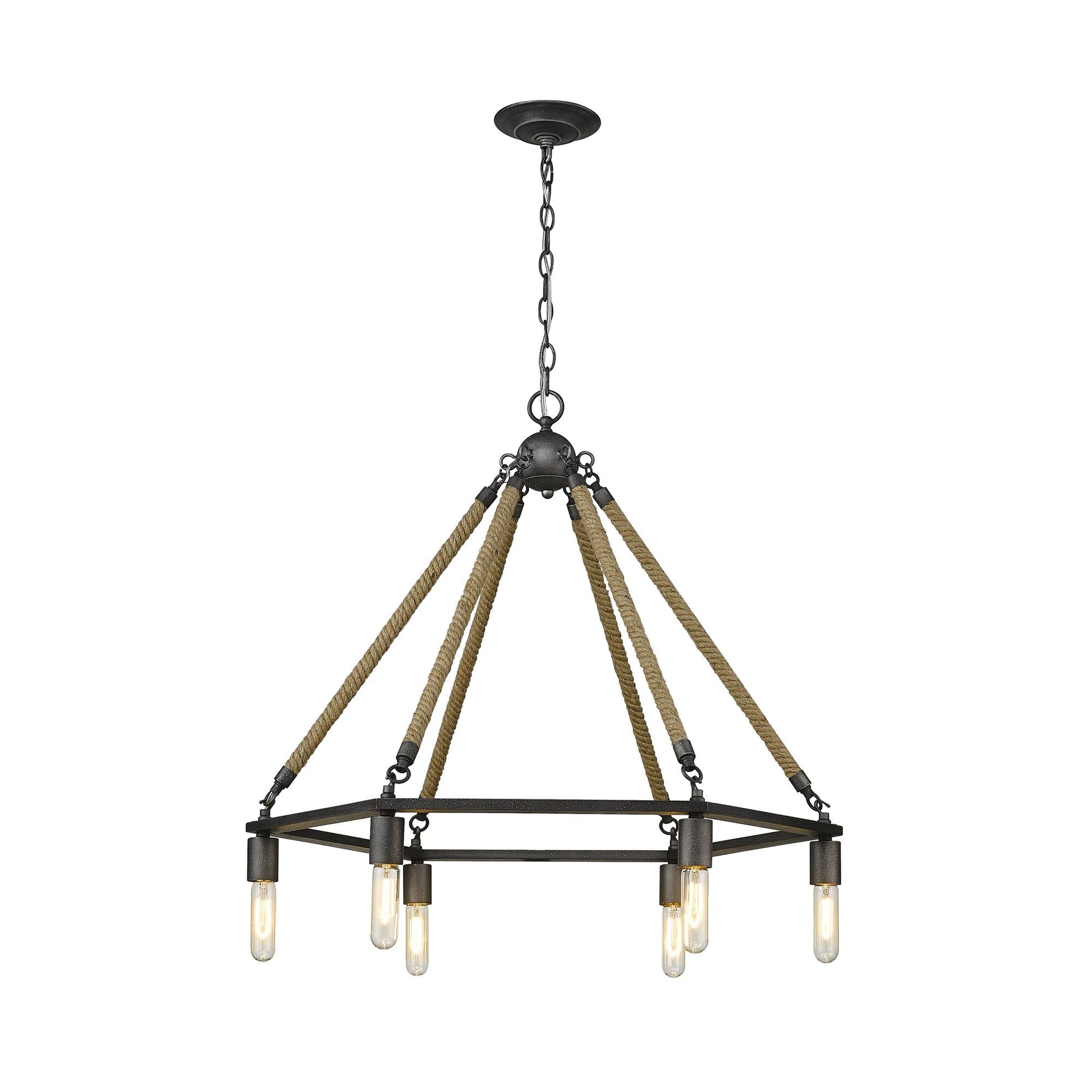 HomeRoots Holden 6-Light Wagon Wheel Chandelier in Antique Gray Finish