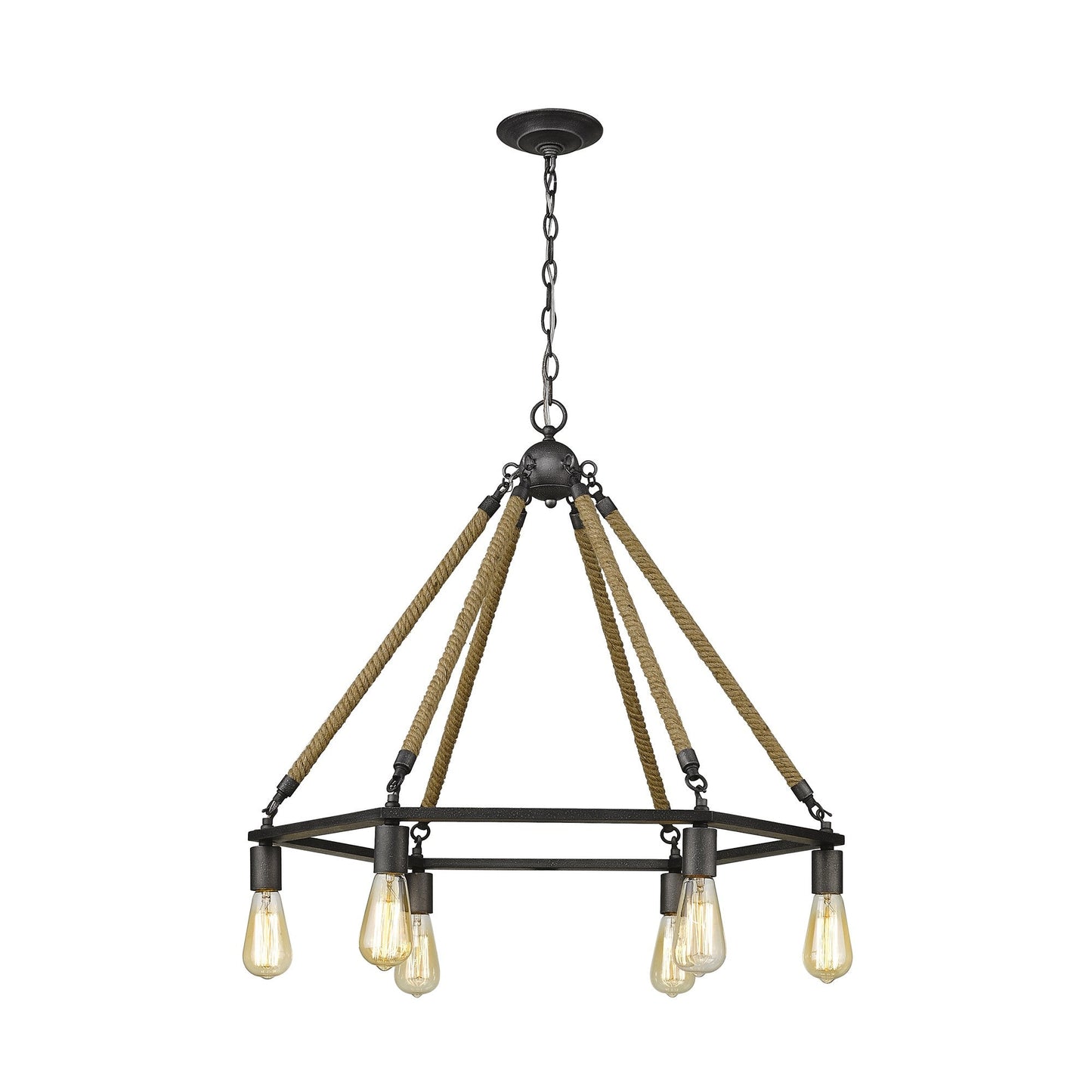 HomeRoots Holden 6-Light Wagon Wheel Chandelier in Antique Gray Finish