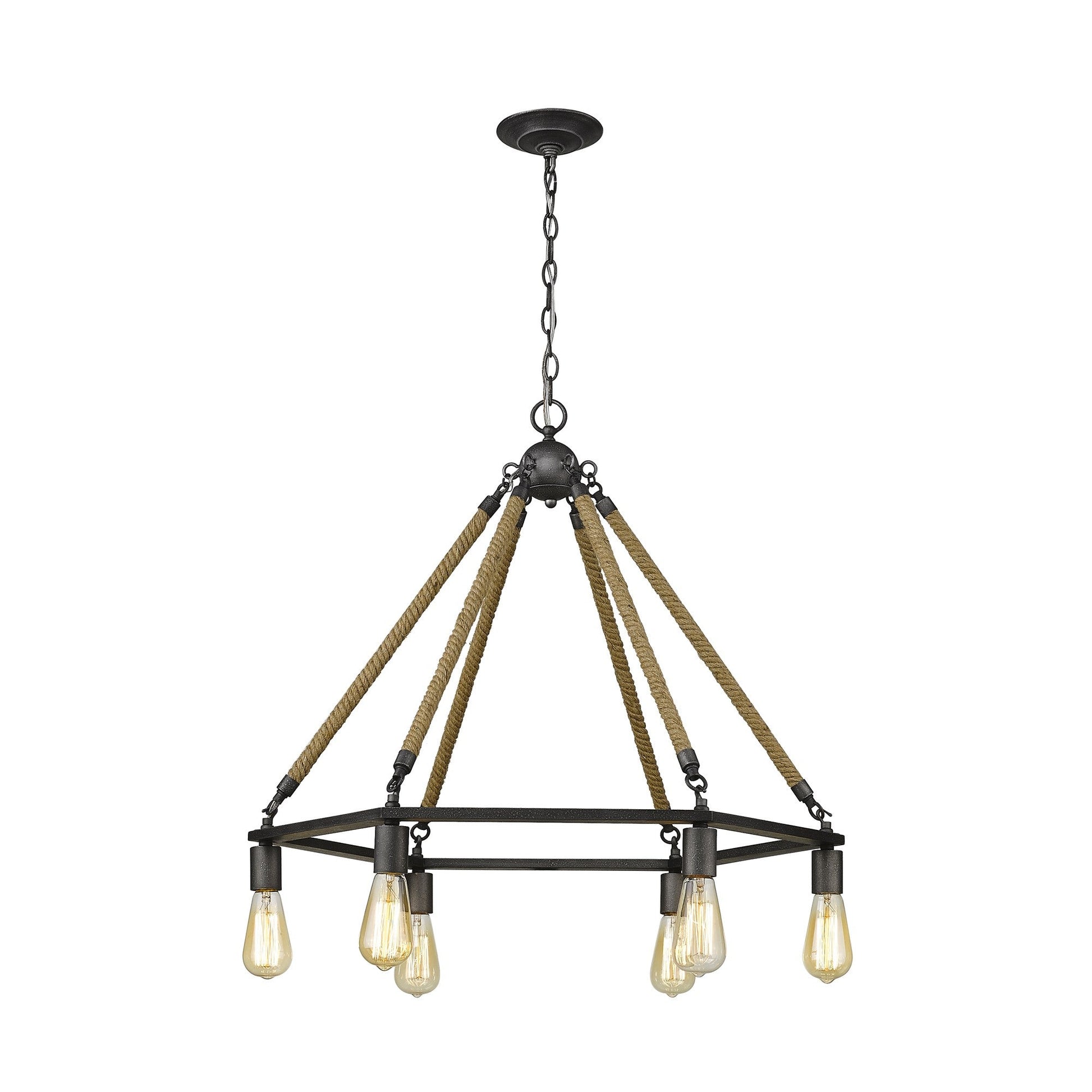 HomeRoots Holden 6-Light Wagon Wheel Chandelier in Antique Gray Finish