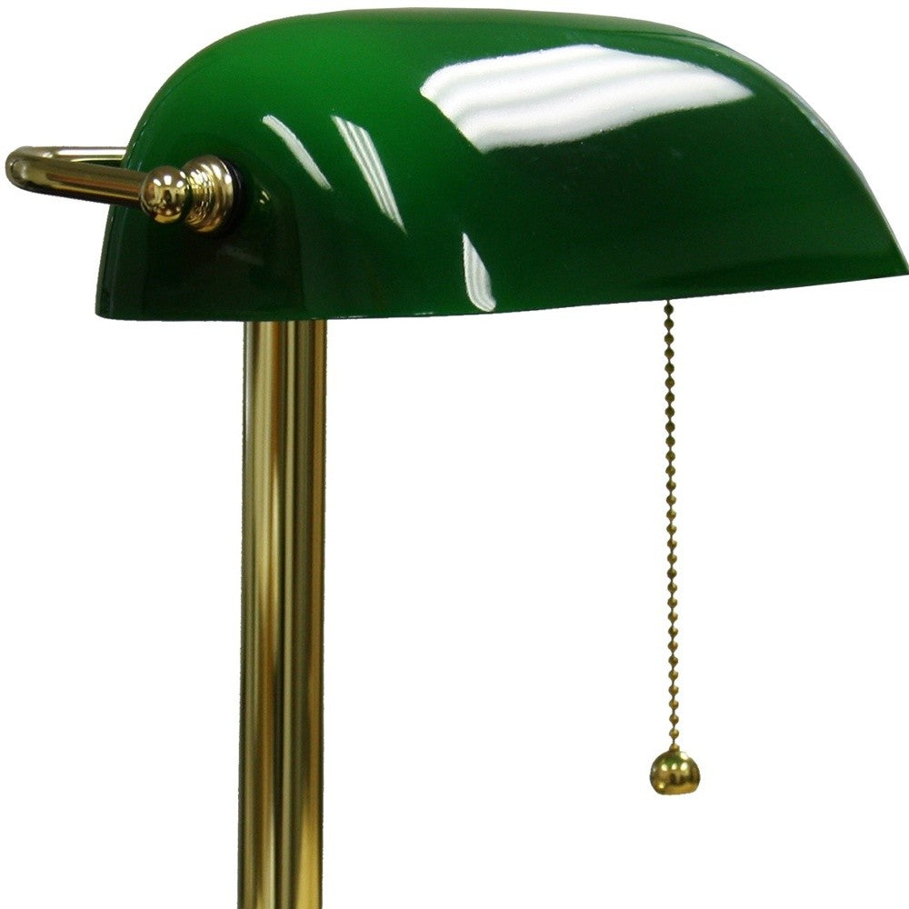 HomeRoots Hooded Table Lamp With Gold and Green Finish