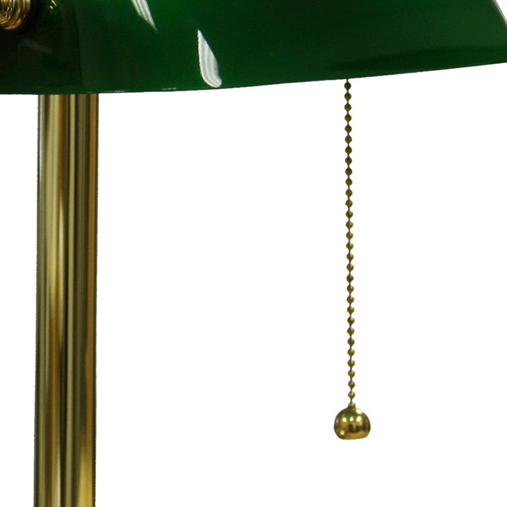 HomeRoots Hooded Table Lamp With Gold and Green Finish