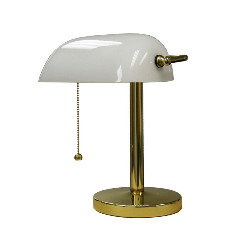 HomeRoots Hooded Table Lamp in Gold and White Finish