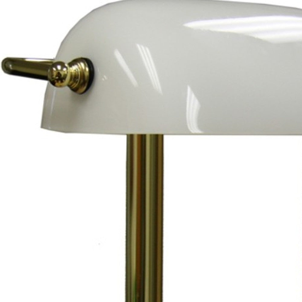 HomeRoots Hooded Table Lamp in Gold and White Finish