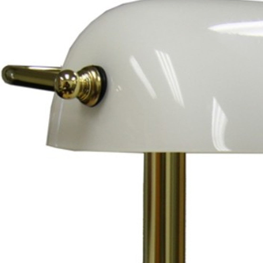 HomeRoots Hooded Table Lamp in Gold and White Finish