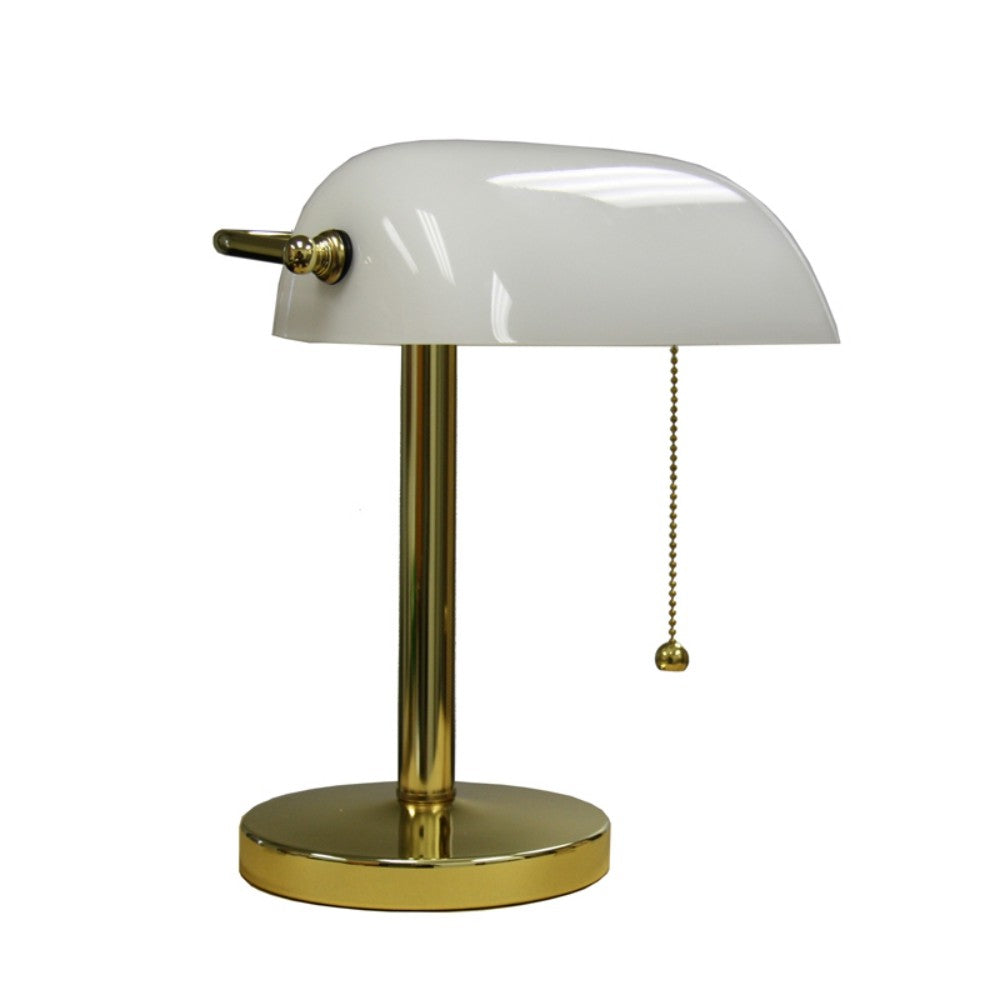 HomeRoots Hooded Table Lamp in Gold and White Finish