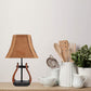 HomeRoots Horse Stirrup Accent Lamp With Faux Suede Brown Shade