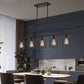 HomeRoots Industrial Cage Five Light Metal Pendant Chandelier in Black Finish