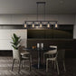 HomeRoots Industrial Cage Five Light Metal Pendant Chandelier in Black Finish