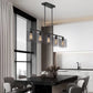 HomeRoots Industrial Cage Five Light Metal Pendant Chandelier in Black Finish