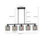 HomeRoots Industrial Cage Five Light Metal Pendant Chandelier in Black Finish