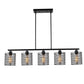HomeRoots Industrial Cage Five Light Metal Pendant Chandelier in Black Finish