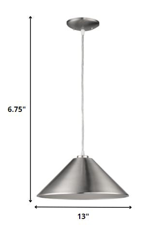 HomeRoots Industrial Conical Hanging Light in Silver Finish