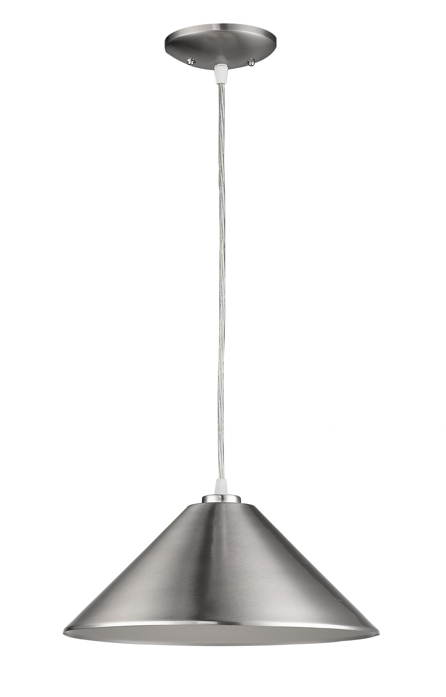 HomeRoots Industrial Conical Hanging Light in Silver Finish