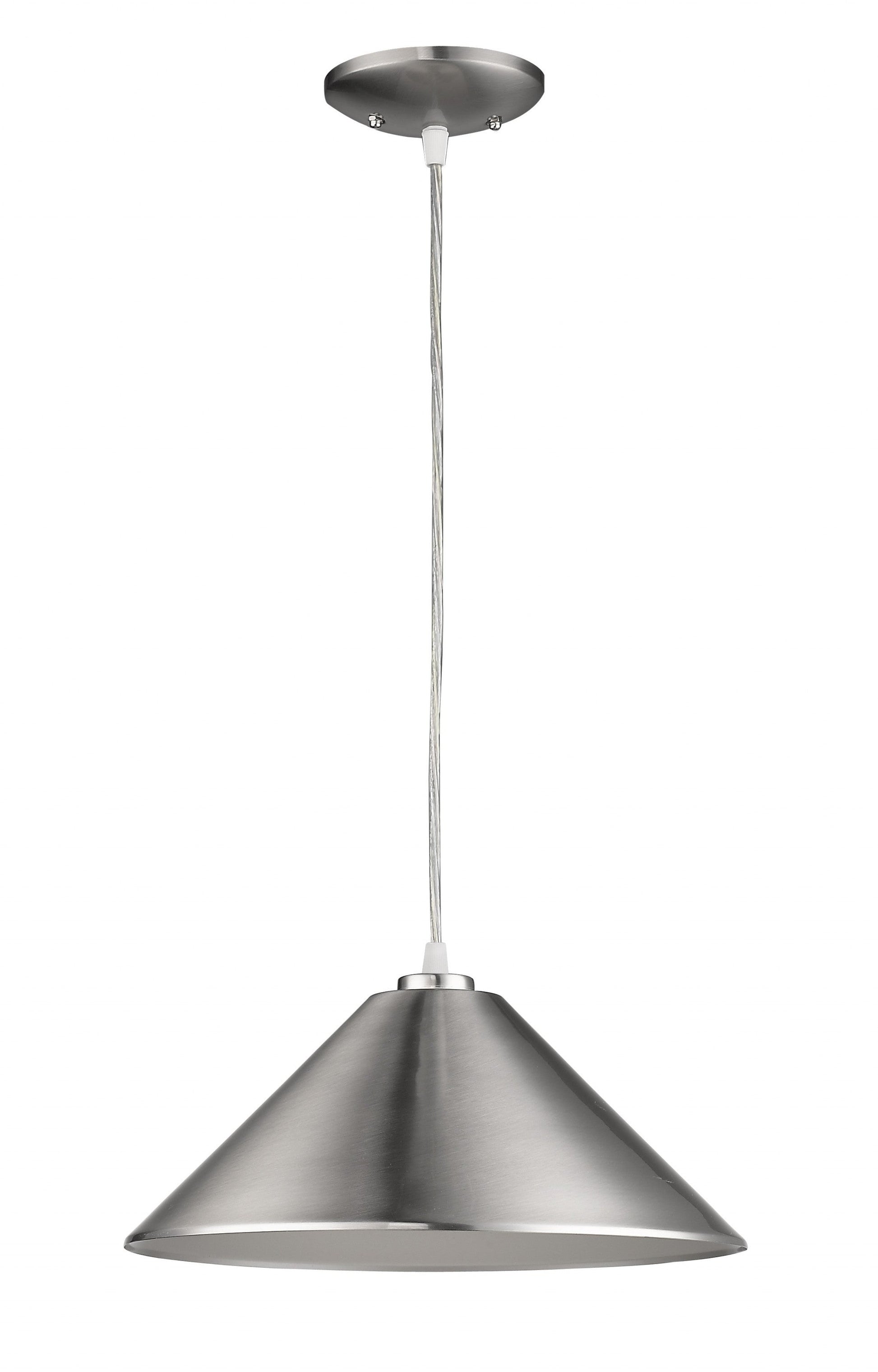 HomeRoots Industrial Conical Hanging Light in Silver Finish