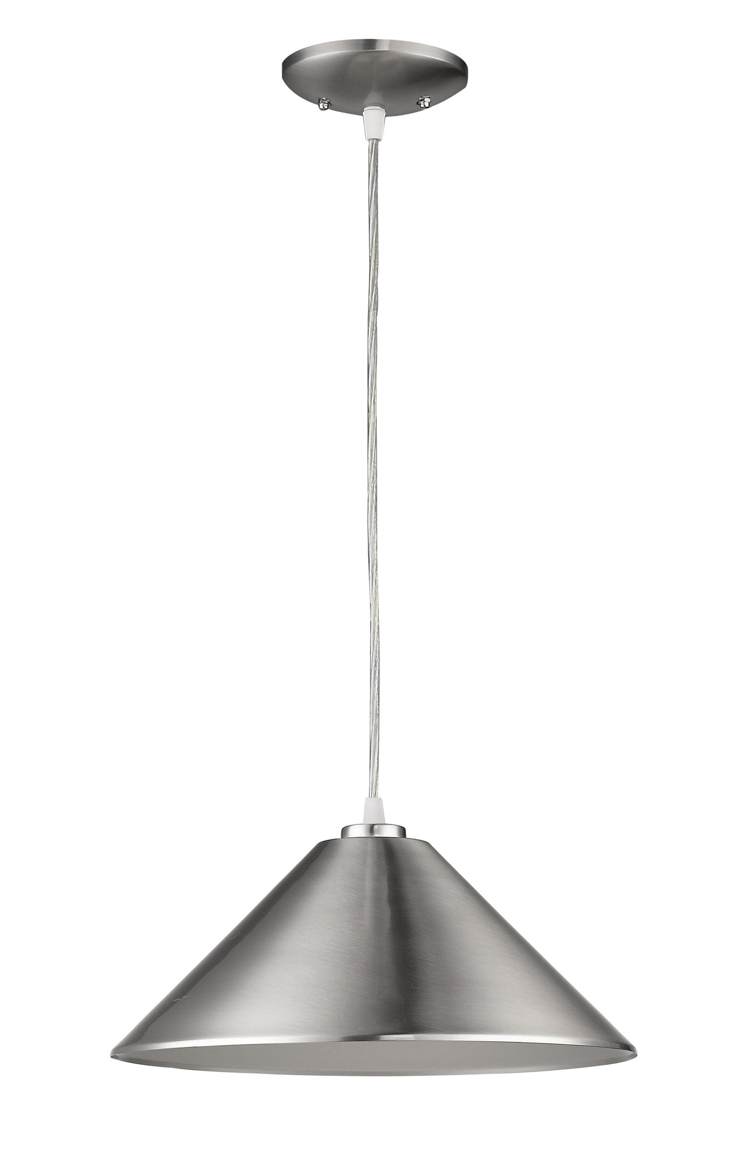 HomeRoots Industrial Conical Hanging Light in Silver Finish