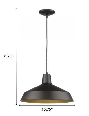 HomeRoots Industrial Hanging Light in Brushed Bronze Finish