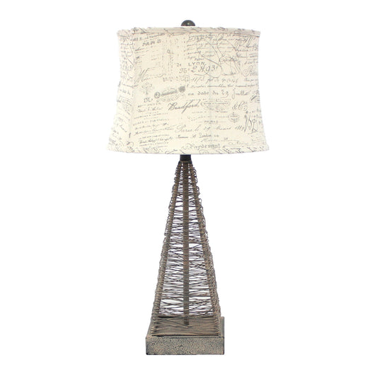 HomeRoots Industrial Metal Table Lamp With Gentle Linen Shade In Tan
