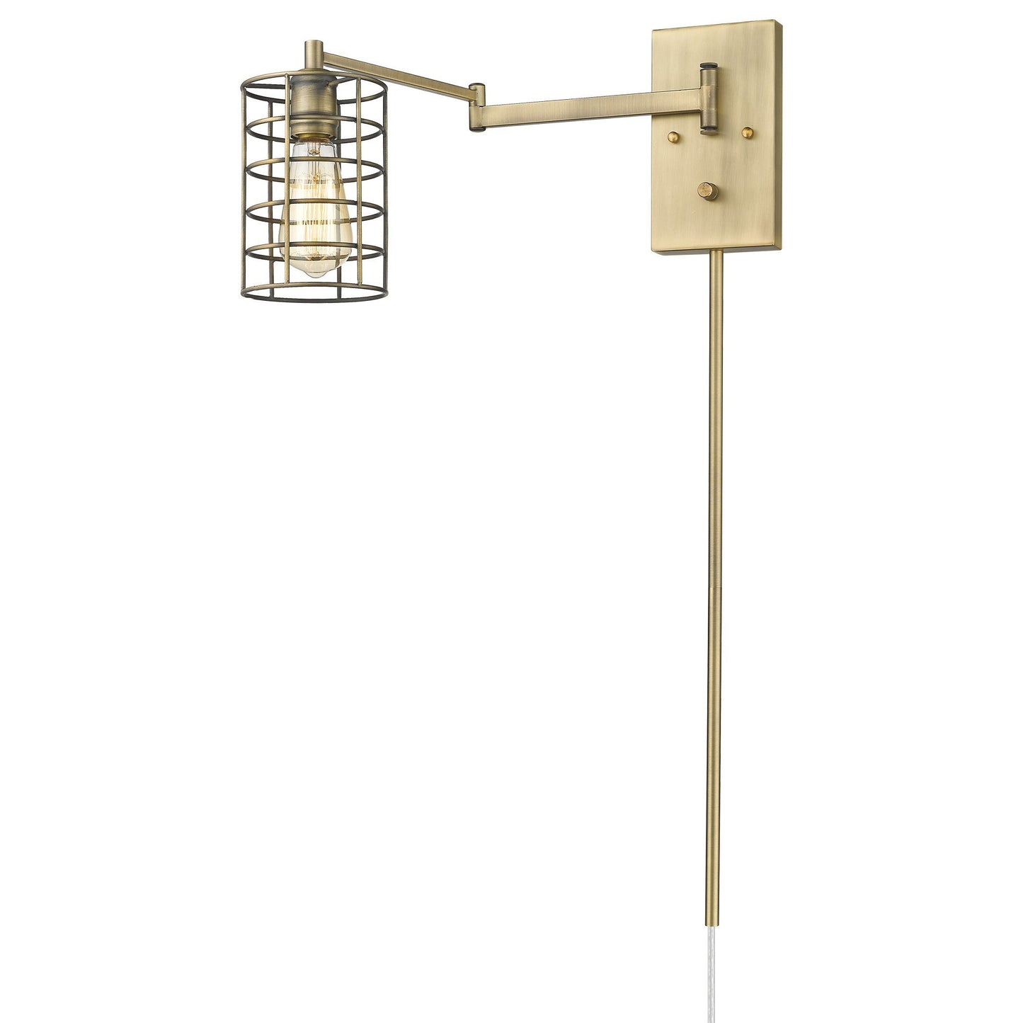 HomeRoots Industrial Metal Wall Sconce in Gold Finish