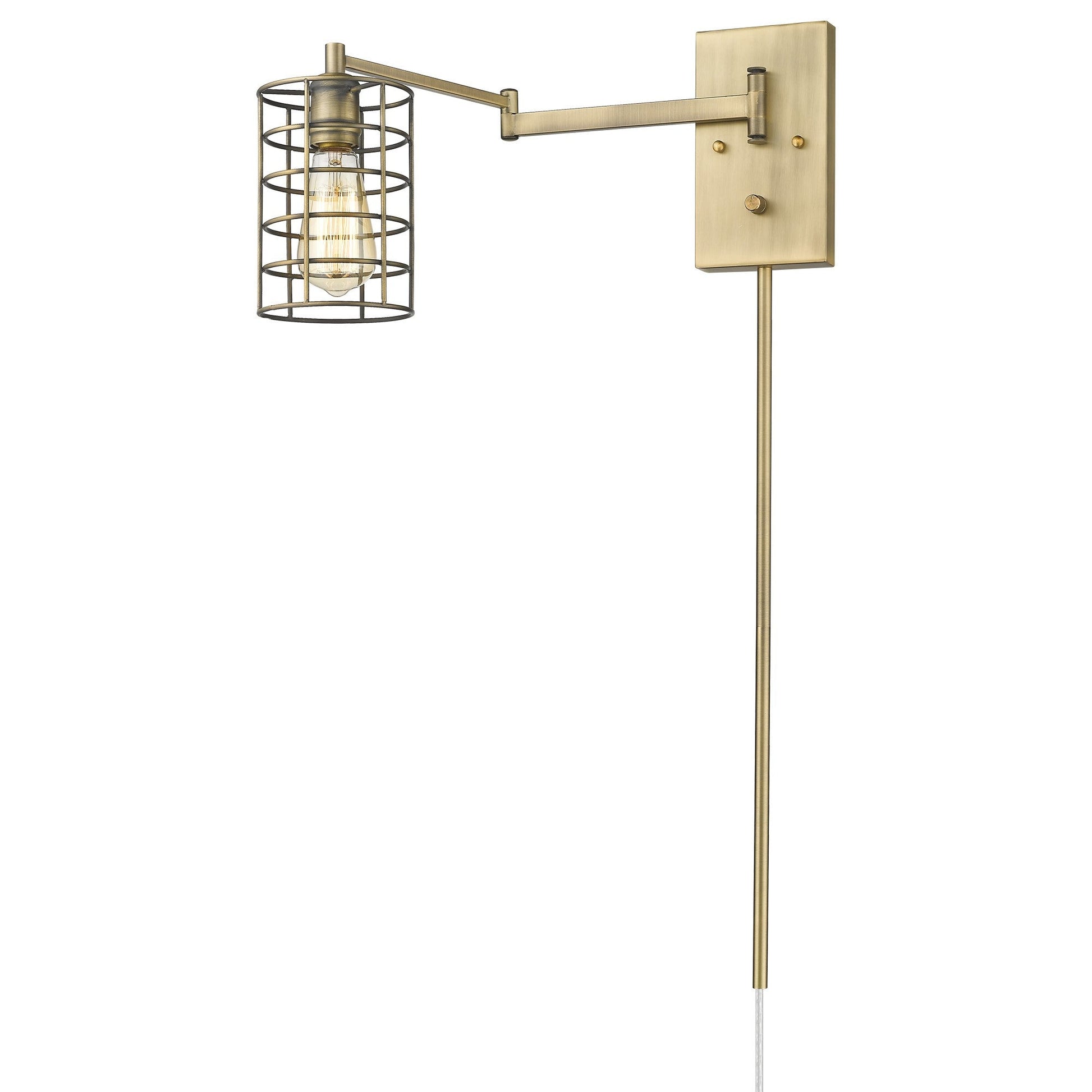 HomeRoots Industrial Metal Wall Sconce in Gold Finish