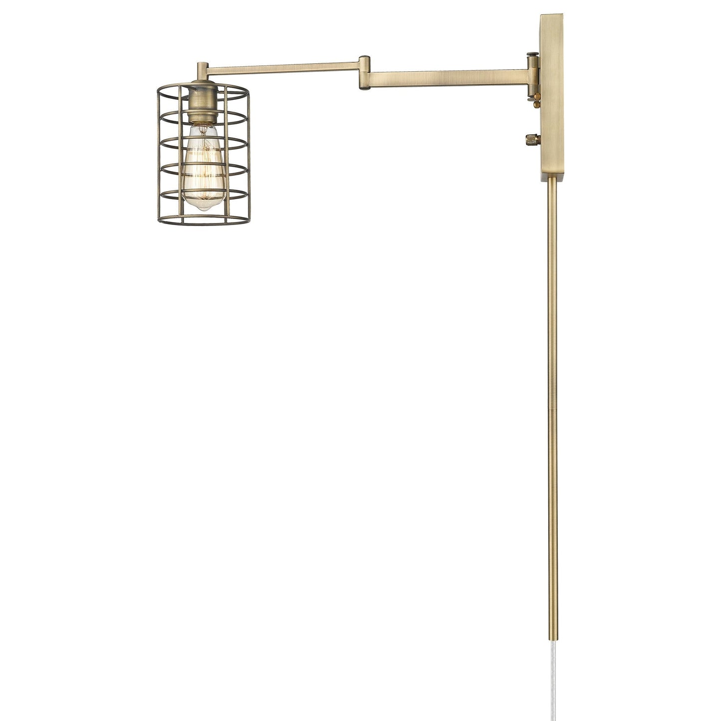 HomeRoots Industrial Metal Wall Sconce in Gold Finish