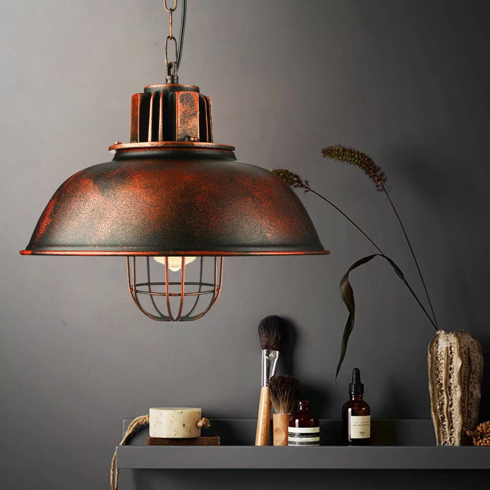 HomeRoots Industrial Retro Metal Pendant Lamp in Vintage Bronze Finish