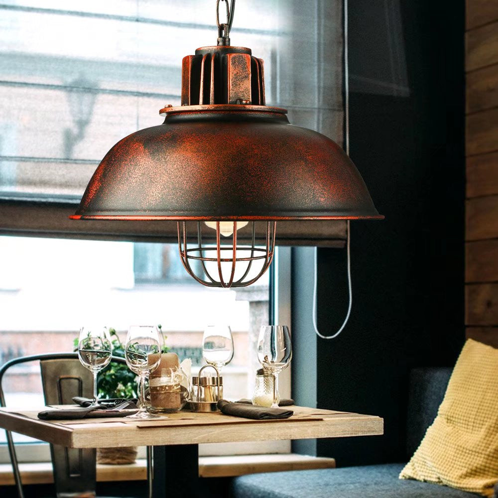 HomeRoots Industrial Retro Metal Pendant Lamp in Vintage Bronze Finish