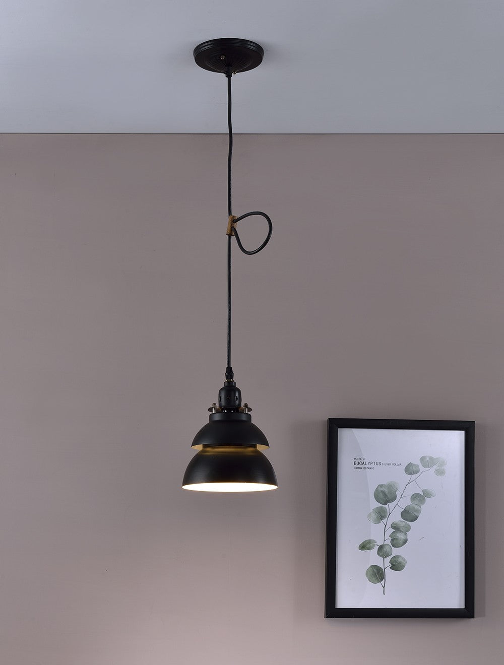 HomeRoots Industrial Two Tier Hanging Light With Black Metal Finish