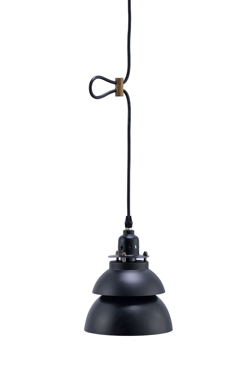 HomeRoots Industrial Two Tier Hanging Light With Black Metal Finish