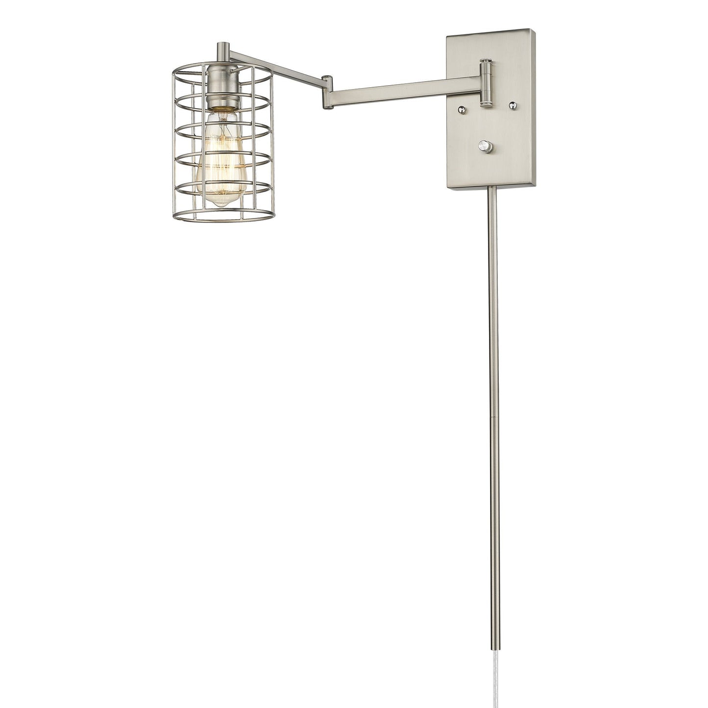 HomeRoots Industrial Wall Sconce With Silver Metal Finish