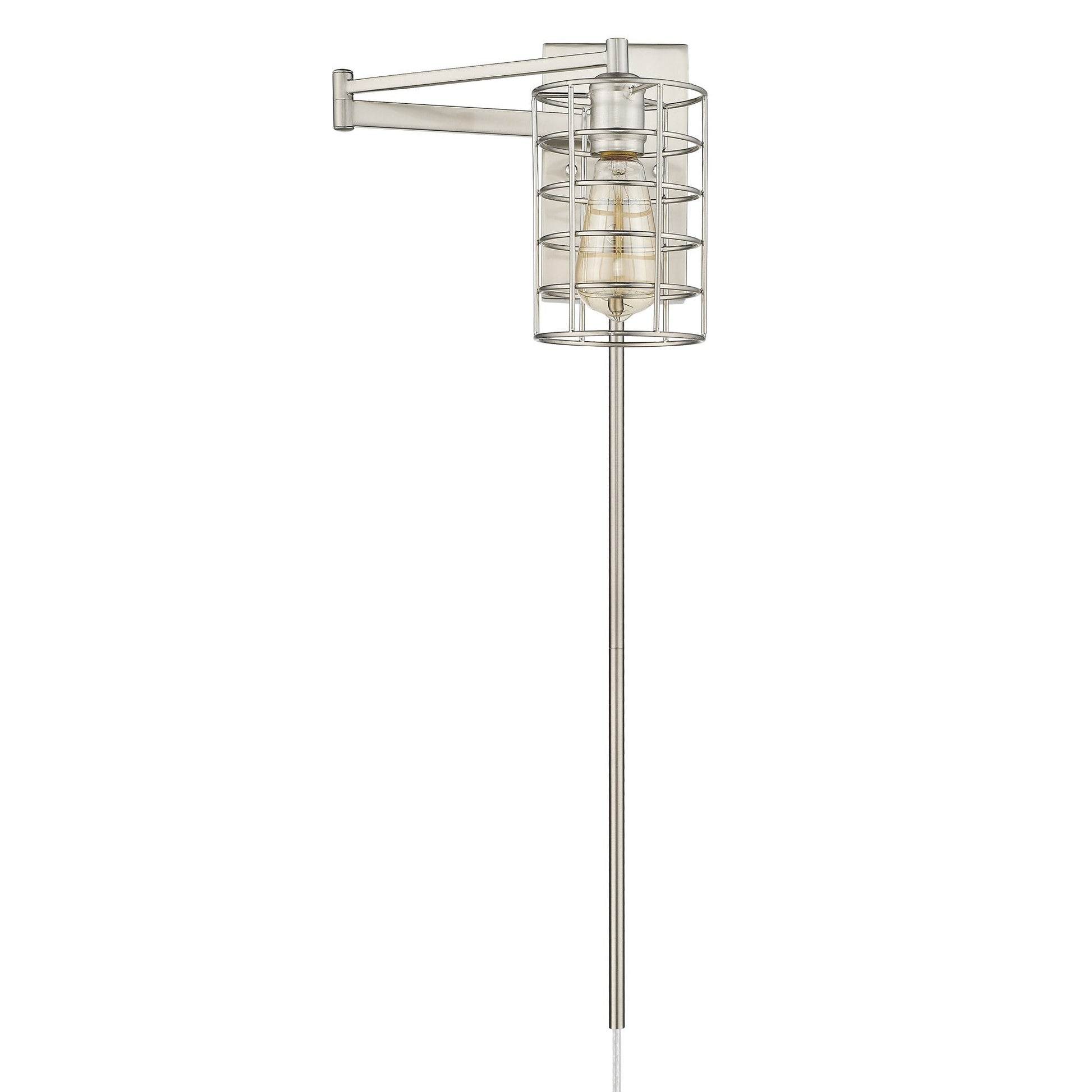 HomeRoots Industrial Wall Sconce With Silver Metal Finish