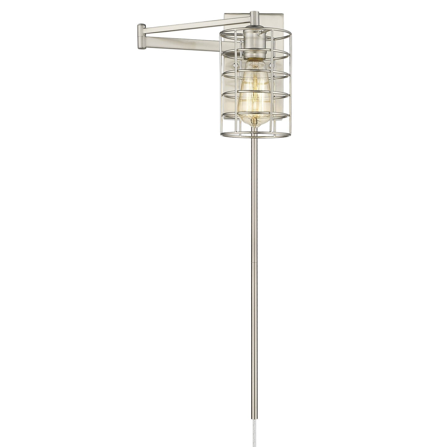 HomeRoots Industrial Wall Sconce With Silver Metal Finish