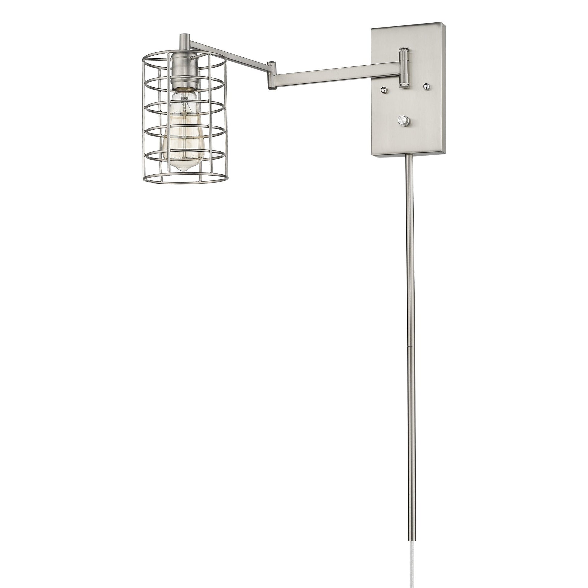 HomeRoots Industrial Wall Sconce With Silver Metal Finish