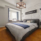 HomeRoots Industrial Wood Square Four Light Ceiling Fixture With Brown and Black Finish